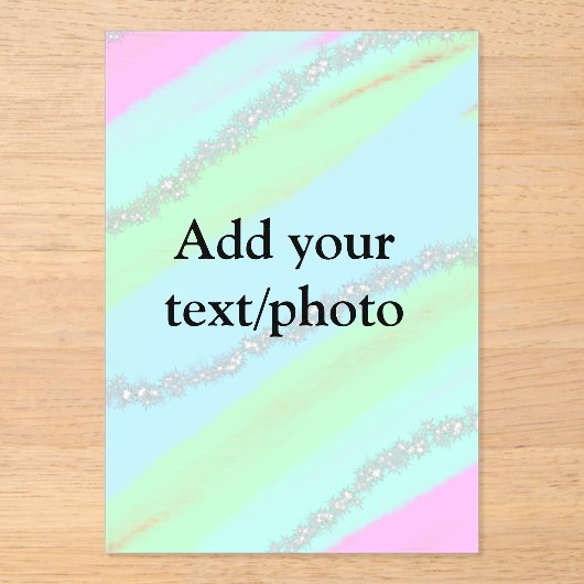 Blau-rosa-grüner Glitzer funkelnde Pastellfarben N Acryleinladungen (Vorderseite)