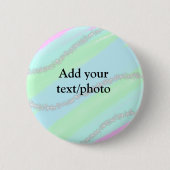 Blau-rosa-grüner Glitzer funkelnde Pastellfarben N Button (Vorderseite)