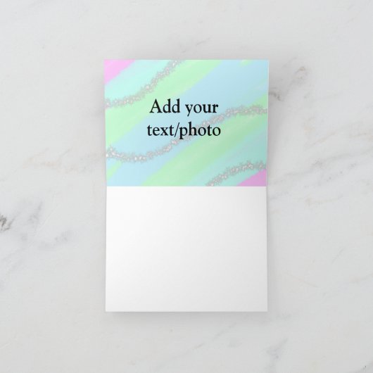 Blau-rosa-grüner Glitzer funkelnde Pastellfarben N Dankeskarte (Innenseite)