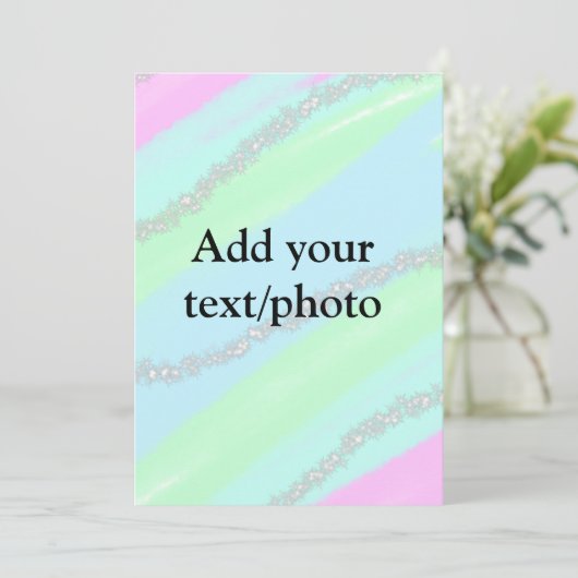 Blau-rosa-grüner Glitzer funkelnde Pastellfarben N Einladung (Stehend Vorderseite)