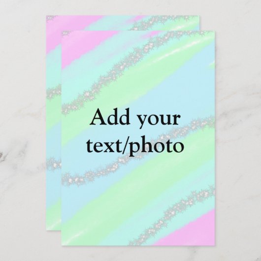 Blau-rosa-grüner Glitzer funkelnde Pastellfarben N Einladung (Vorne/Hinten)