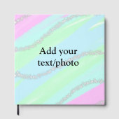 Blau-rosa-grüner Glitzer funkelnde Pastellfarben N Gästebuch (Vorderseite)