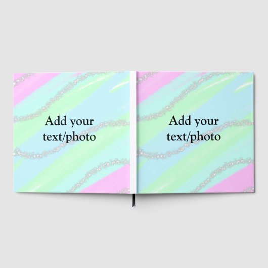 Blau-rosa-grüner Glitzer funkelnde Pastellfarben N Gästebuch (Voll)