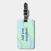 Blau-rosa-grüner Glitzer funkelnde Pastellfarben N Gepäckanhänger (Vorderseite vertikal)