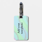 Blau-rosa-grüner Glitzer funkelnde Pastellfarben N Gepäckanhänger (Rückseite vertikal)