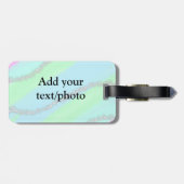 Blau-rosa-grüner Glitzer funkelnde Pastellfarben N Gepäckanhänger (Rückseite horizontal)