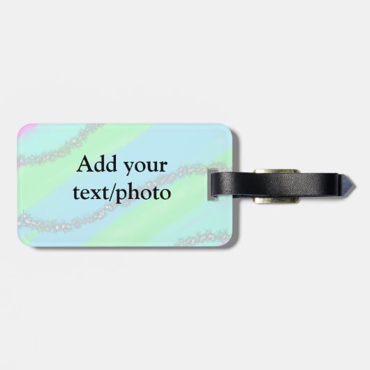 Blau-rosa-grüner Glitzer funkelnde Pastellfarben N Gepäckanhänger (Rückseite horizontal)