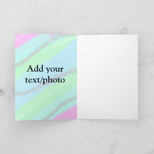 Blau-rosa-grüner Glitzer funkelnde Pastellfarben N Karte (Innenseite)