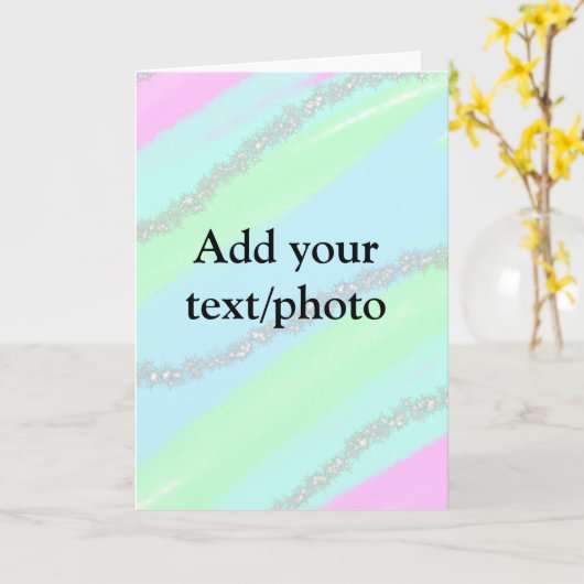 Blau-rosa-grüner Glitzer funkelnde Pastellfarben N Karte (Gelbe Blume)
