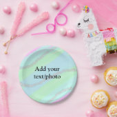 Blau-rosa-grüner Glitzer funkelnde Pastellfarben N Pappteller (Party)