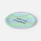 Blau-rosa-grüner Glitzer funkelnde Pastellfarben N Pappteller (Schrägansicht)