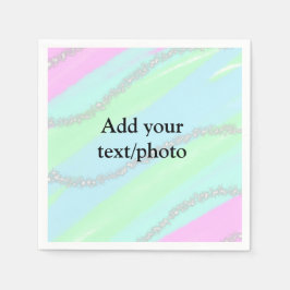 Blau-rosa-grüner Glitzer funkelnde Pastellfarben N Serviette