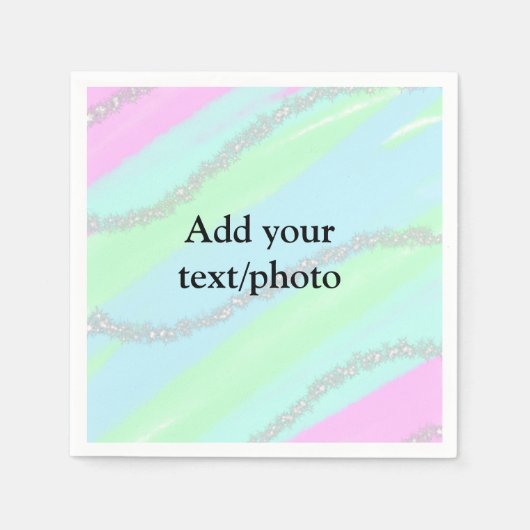 Blau-rosa-grüner Glitzer funkelnde Pastellfarben N Serviette (Vorderseite)