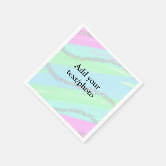 Blau-rosa-grüner Glitzer funkelnde Pastellfarben N Serviette (Ecke)