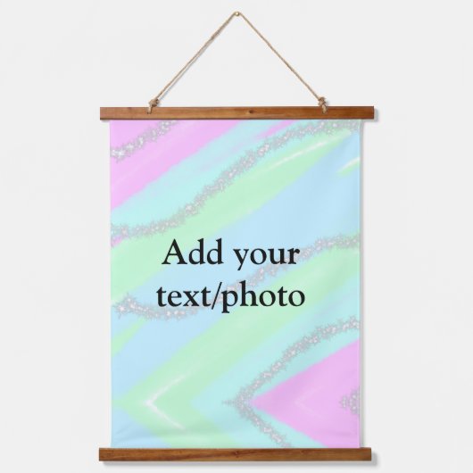 Blau-rosa-grüner Glitzer funkelnde Pastellfarben N Wandteppich Mit Holzrahmen (Vorderseite)