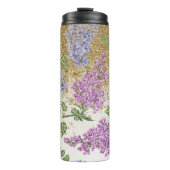 *~* Blau rosa HYDRANGEA Gold Glitzer Floral Thermosbecher (Vorderseite)