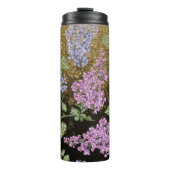 *~* Blau rosa HYDRANGEA Gold Glitzer Floral Thermosbecher (Vorderseite)