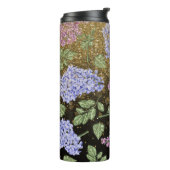 *~* Blau rosa HYDRANGEA Gold Glitzer Floral Thermosbecher (Nach links gedreht)