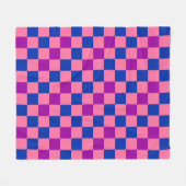 Blau Rosa Lila Kariertes Musterdesign  Fleecedecke (Vorderseite (Horizontal))