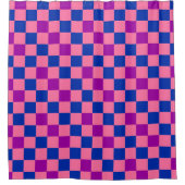 Blau Rosa Lila Karomuster Design Duschvorhang (Vorderseite)