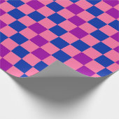 Blau Rosa Lila Karomuster Design  Geschenkpapier (Ecke)