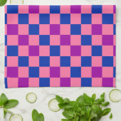 Blau Rosa Lila Karomuster Design Geschirrtuch (Gefaltet)