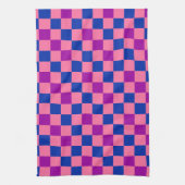 Blau Rosa Lila Karomuster Design Geschirrtuch (Vertikal)