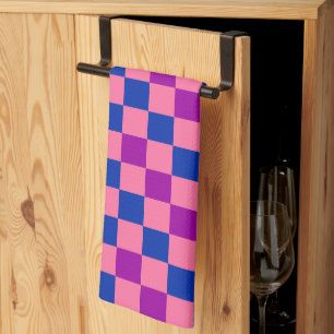 Blau Rosa Lila Karomuster Design  Geschirrtuch