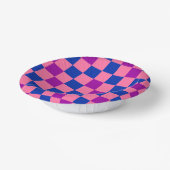 Blau Rosa Lila Karomuster Design  Pappteller (Gewinkelt)