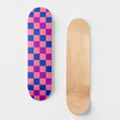 Blau Rosa Lila Karomuster Design Skateboard (Vorderseite)