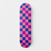 Blau Rosa Lila Karomuster Design Skateboard (Vorderseite)
