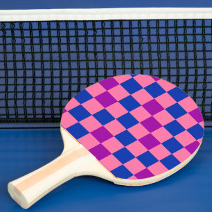 Blau Rosa Lila Karomuster Design  Tischtennis Schläger