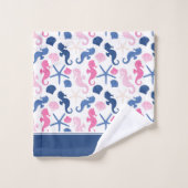 Blau-Rosa-Ozean-Muster mit Namen Badhandtuch Set (Waschlappen)