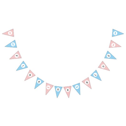 Blau, rosa Polka Dot Gender Reveal Bow und Bow Kra Wimpelkette (Alle)