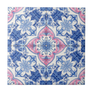 Blau Rosa Portugiesischer Azulejo Barock Fliese