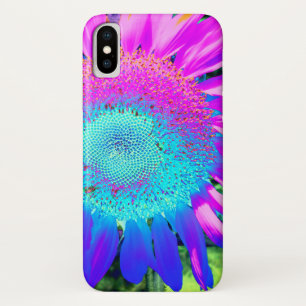 Blau rosa retro funky Sonnenblumenfoto Case-Mate iPhone Hülle