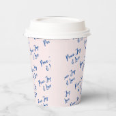 Blau & Rosa Ruhe, Freude und Liebe - Benutzerdefin Pappbecher (Links)