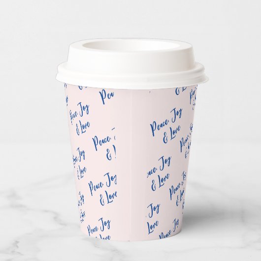 Blau & Rosa Ruhe, Freude und Liebe - Benutzerdefin Pappbecher (Rechts)