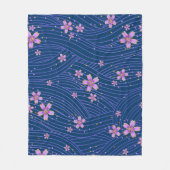 Blau-Rosa-Sakura-Petrischale-Muster Fleecedecke (Vorderseite)