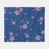 Blau-Rosa-Sakura-Petrischale-Muster Fleecedecke (Vorderseite (Horizontal))
