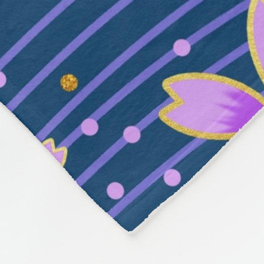 Blau-Rosa-Sakura-Petrischale-Muster Fleecedecke (Ecke)