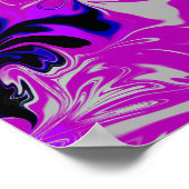 Blau, Rosa, Schwarz und Weiß Liquid Art #3 Poster (Ecke)