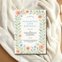 Blau Rosa Staubblau Floral Wasserfarbe 60.