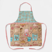 Blau, Rosa, Tan und Goldbacken Schürze (Vorderseite)