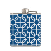 Blau-rosa und blau geometrische Muster Monogramme Flachmann (Rückseite)