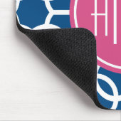 Blau-rosa und blau geometrische Muster Monogramme Mousepad (Ecke)