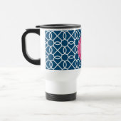 Blau-rosa und blau geometrische Muster Monogramme Reisebecher (Links)