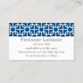 Blau-rosa und blau geometrische Muster Monogramme Visitenkarte (Rückseite)