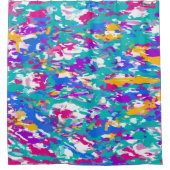 Blau, Rosa und Gelb Duschvorhang (Vorderseite)
