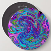 Blau, Rosa und Lila Groovy Abstrakt Retro Art Button (Vorne & Hinten)